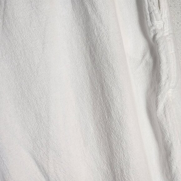 Cottonseed Casual Wear White Drawstring Elastic Waist Wide Leg Crop Pants Size L - Picture 9 of 16